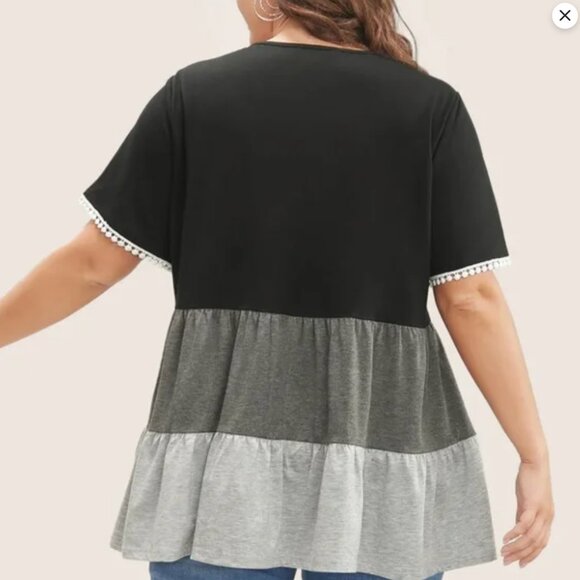 BloomChic Colorblock Contrast Ruffle Tiered T-shirt Plus Size 26 - Picture 7 of 8